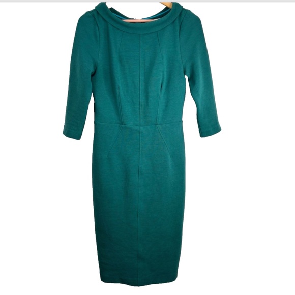 Boden Marisa Ottoman Dress 8 Emerald Green Christmas Midi Ribbed Holiday Formal - Picture 3 of 13